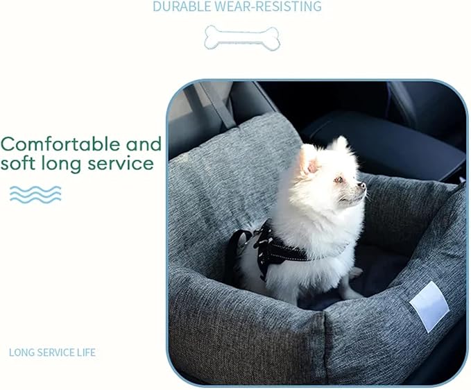 Dog Car Seat Soft Pet Booster Seat Pet Travel Carrier Bed for Small and Medium Pets with Safety Tethers Washable Dog car Bed Dual-use for car and Home