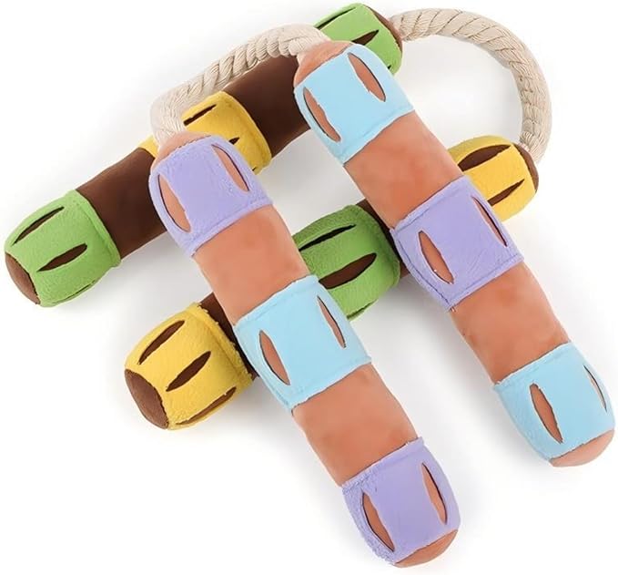 Playful Paws Nunchakus Dog Toy Dog Chew Toys Dog Enrichment Toys with Squeaky and Hidden Treats Interactive Dog Puzzles Toy Snuffle for Dogs (Orange)