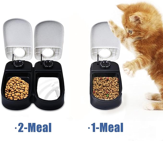 2-Meal Automatic Pet Food Feeder for Dogs & Cats, Pet Food Dispenser Within 48 Hours, Free Ice Pack Included to Keep Food Fresh (2-Meal)