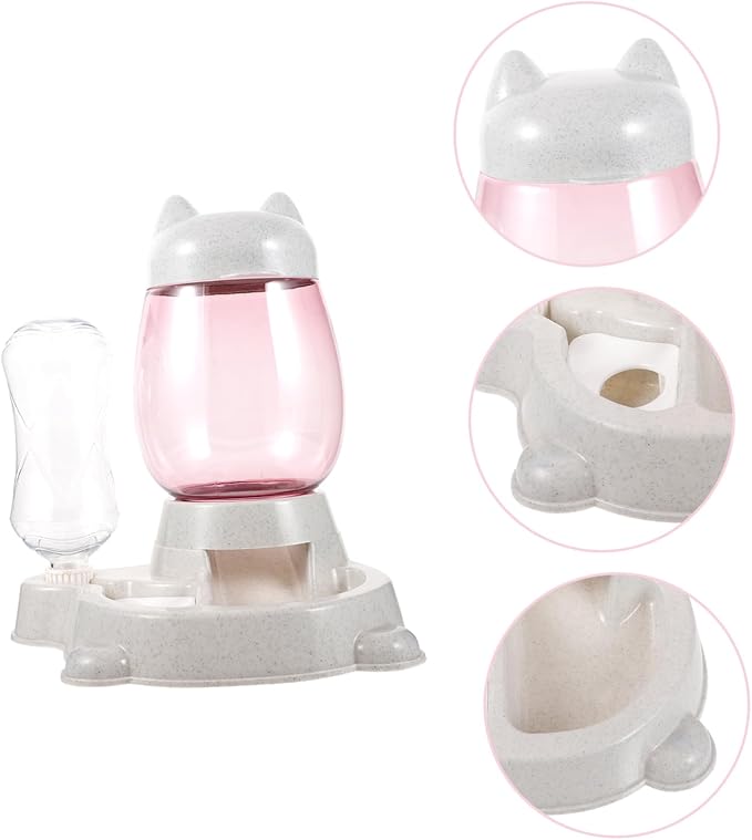 BESPORTBLE Pet Food Water Dispenser and Automatic Feeder for Cats and Saving and Convenient Pet Supply Suitable for Kittens and Puppies Grey