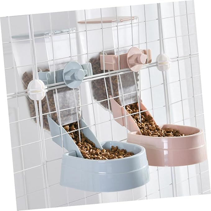 FRCOLOR Hanging Automatic Pet Feeder 2l Capacity Dog Food Dispenser Gravity Feeder for Cage Use, Blue, Suitable for Puppies and Dogs