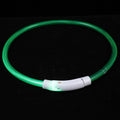 Veemoon USB Rechargeable LED Pet Collar 70cm Green Luminous Fiber Optic Dog Collar for Night Walking Safety