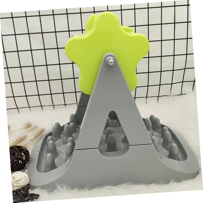 POPETPOP Pet Dog Food Feeder with Rotating Design Slow Eating Bowl to Prevent Choking Durable Food-Grade Material for Training and Feeding Dogs Gray Green