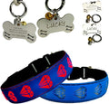 LED Dog Collar with Diamond Pattern, 15 Light Modes, with Bonus Pet ID Tag and Bell (BLUE, L(15.7-19.7"))