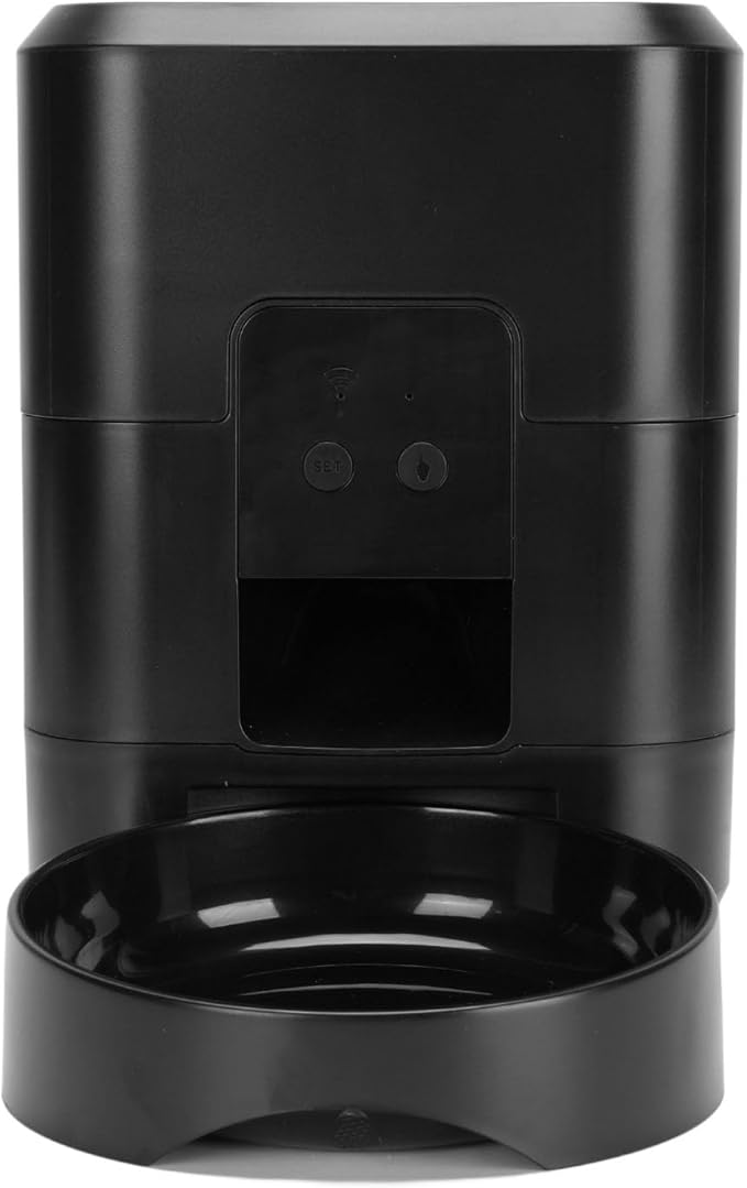 ANGGREK Timed Dry Food Dispenser, Large Capacity Timing Feeding Portion Control Automatic Pet Feeder for Dogs Cats (Black)