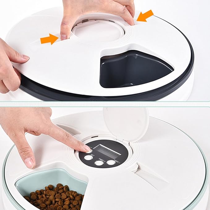 Automatic for Cat Feeder Dry Food Meal Control Small Pets Dry/Wet Food Dispenser Automatic 6 Grids