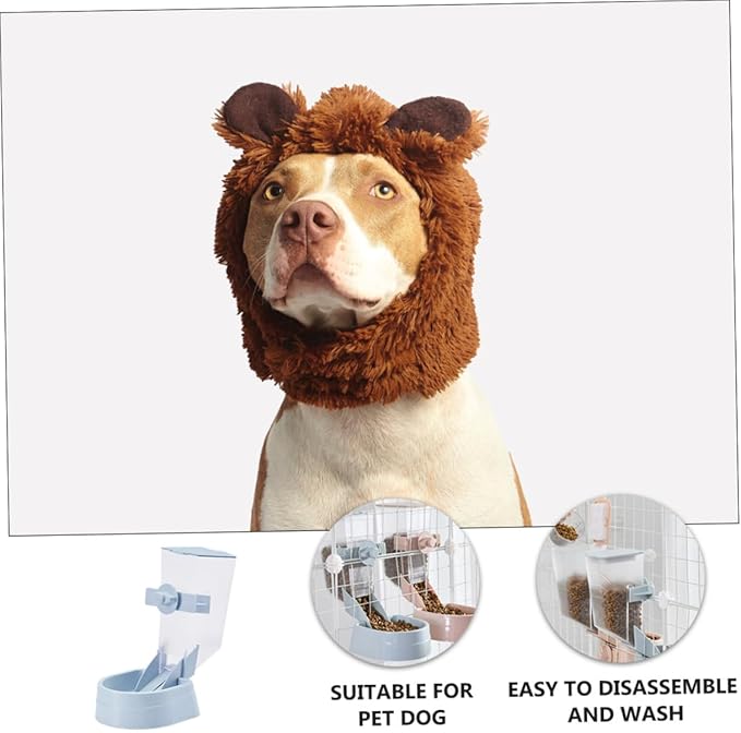 Garneck Hanging Dog Feeder Automatic Pet Bowl for Cage Outdoor Use Easy with Dishwasher Safe Parts Deepened Design Prevents Spills Convenient Lid for Food Addition