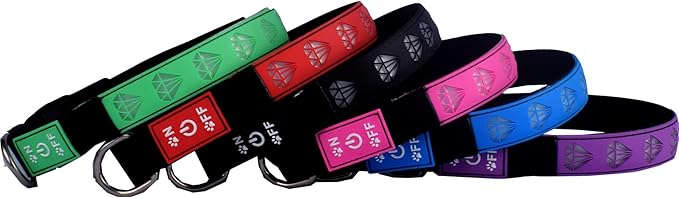 Subversive USB-C led Light up Airtag Dog Collar, Subversive 3D Sunflower Design Comfortable and Soft Material,Multicolored Lighting (D-Black, M(15.7-19.7"))