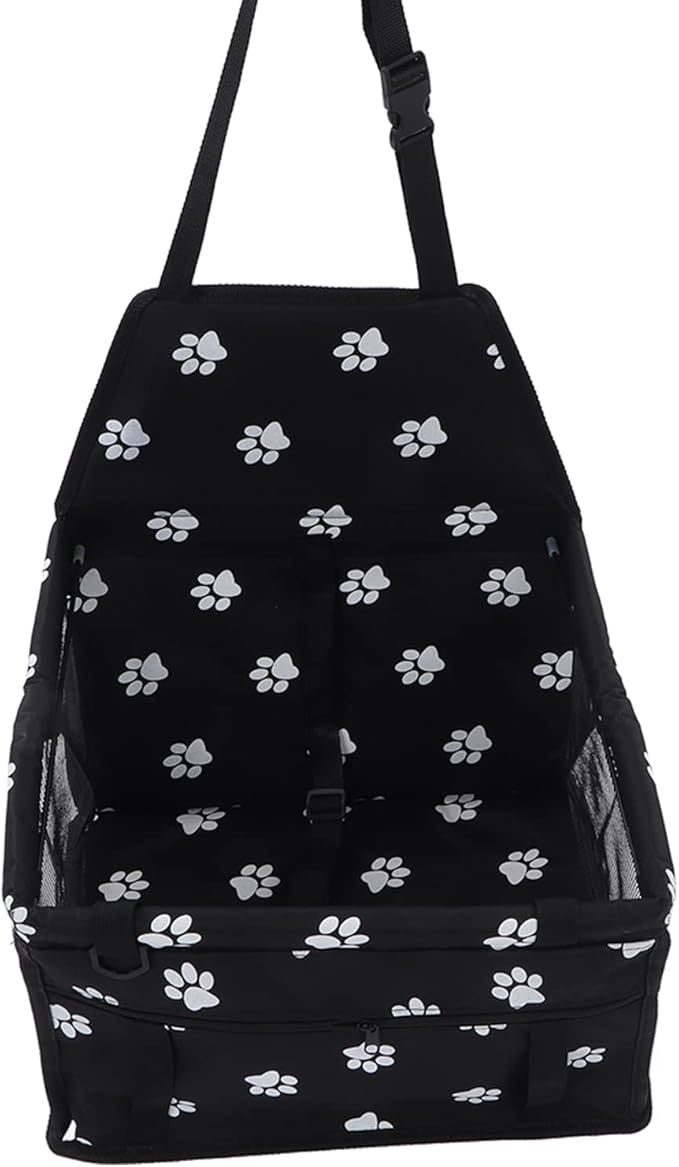 Pet Car Seat with Safety Leash, Dog Car Basket for Puppy Cat, Breathable Slip Proof Design, Portable Pet Travel Carrier with Adjustable Straps for Most Vehicles (Black)