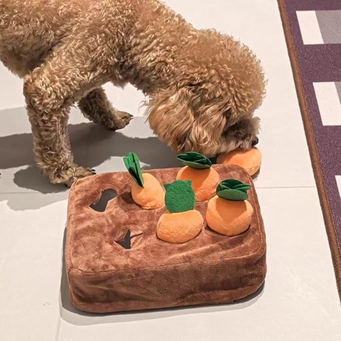 Carrot Garden Dog Toy | Snuffle Mat for Slow Feeding & Brain Training, Interactive Puzzle Toy with 9 Carrots for Puppies & Small Dogs, Indoor Enrichment Game to Relieve Boredom & Anxiety