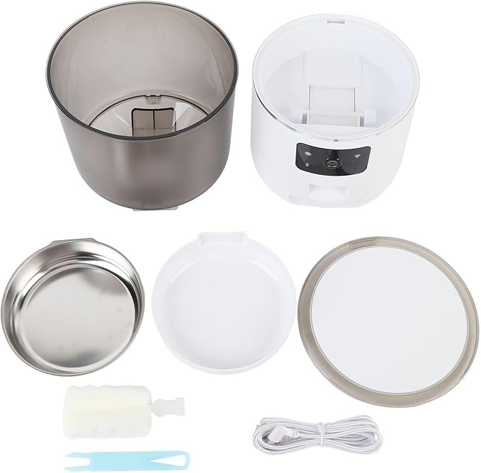 Automatic Pet Feeder, 4L Smart App Remote Control Food Dispenser with Timed Feeding and Portion Control, for Cats Dogs Small Pets (White)