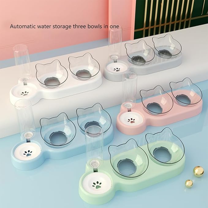 Detachable Cats Watering Eatting Bowl Double Bowl Pet Easy Washable Bowl Automatic Bowl for Dog Watering Feeding Bowl