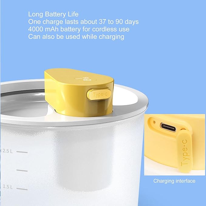 Rechargeable Automatic Pet Water Dispenser - Detachable, Ideal for Small to Medium Dogs and Cats, 2.5L Capacity