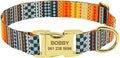 Fashion Custom Dog Collar Nylon Print Personalized Pet Collar Puppy Dog ID Collars Free Engraved ID for Small Medium Large Dogs 141 Orange 23 to 30 cm