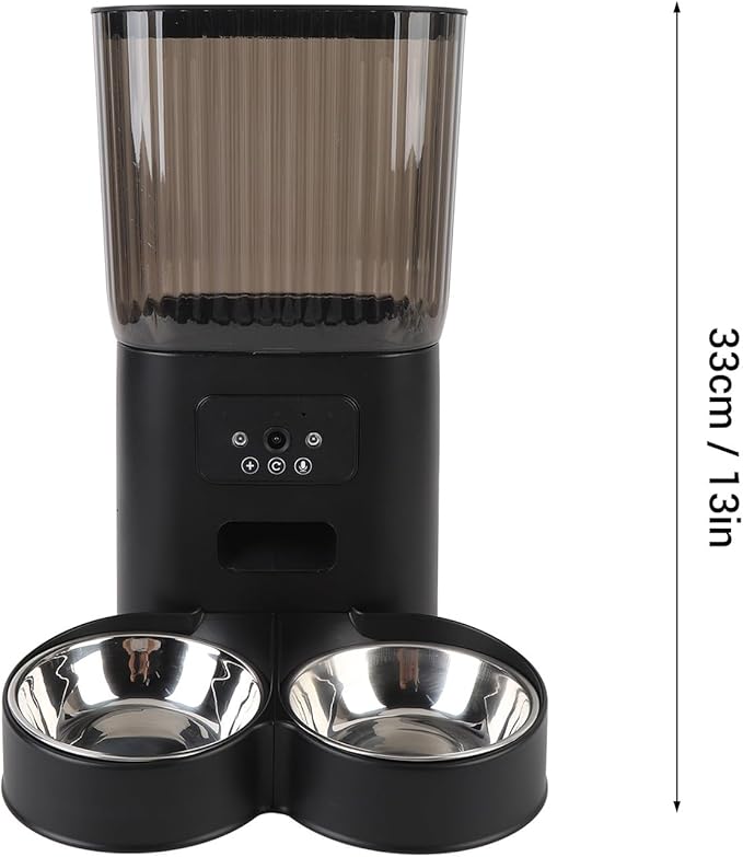 Automatic Cat Feeder, 5L Smart Pet Feeder Cat Dry Food Dispenser, Voice Interactive Dog Feeder with App Remote Video, Timed Feeding for Small Medium Dog Pets Puppy Kitten (Dual