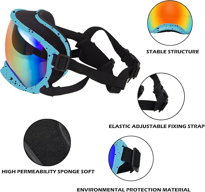 Winproof Large Dog Sunglasses with Adjustable Strap, UV Protection, Soft Goggles for Medium-Large Dogs