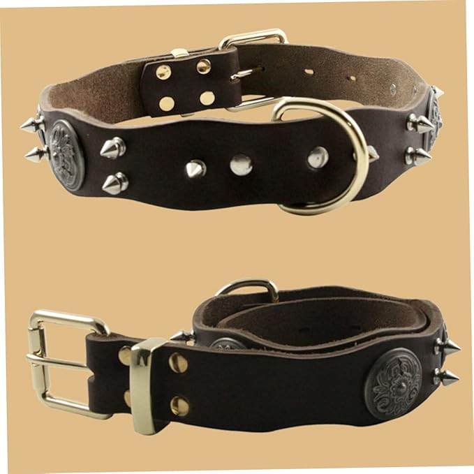 Pet Cowhide Collar for Medium Large Dogs Adorable Leather Dog Necklace and Stylish Necklet