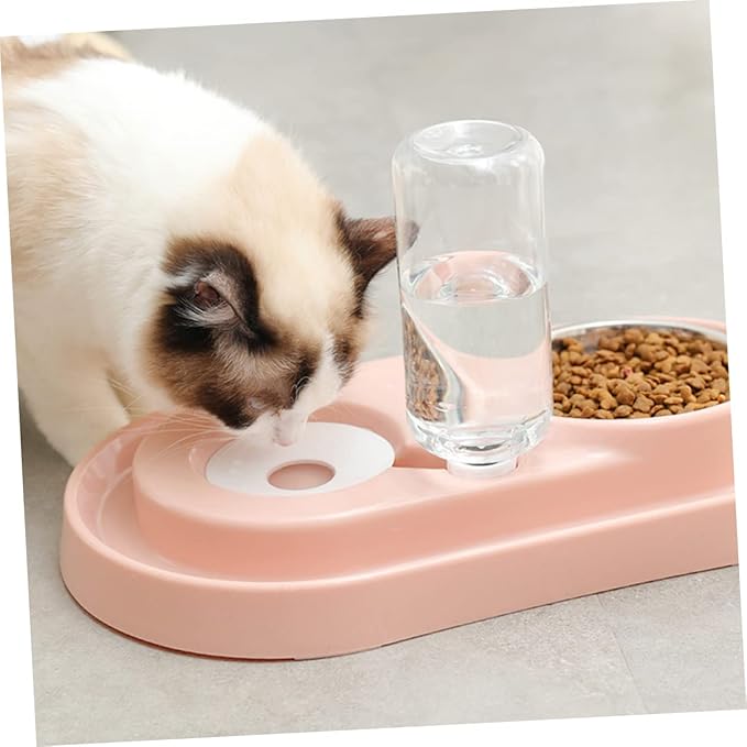 Automatic Pet Water Feeder with Stainless Steel Bowl Dual Use Dog and Cat Drinking Basin Siphon Water Replenishing Design Durable Material Pink Color
