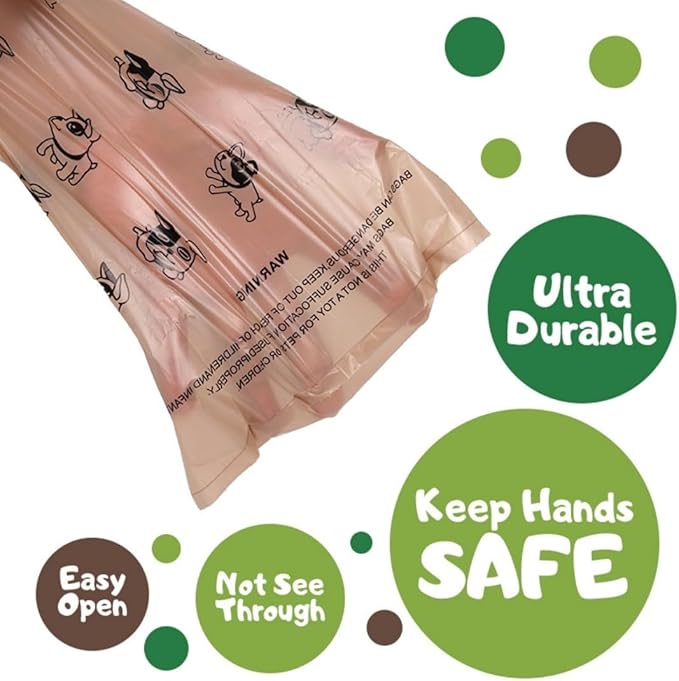 Thick & Strong Dog Poop Bags Scented, Large Capacity Leak Proof Tear Resistant Waste Bags, 6 Rolls 90 Bags for Outdoor Walking and Travel Fast Easy Cleanup (Brown)