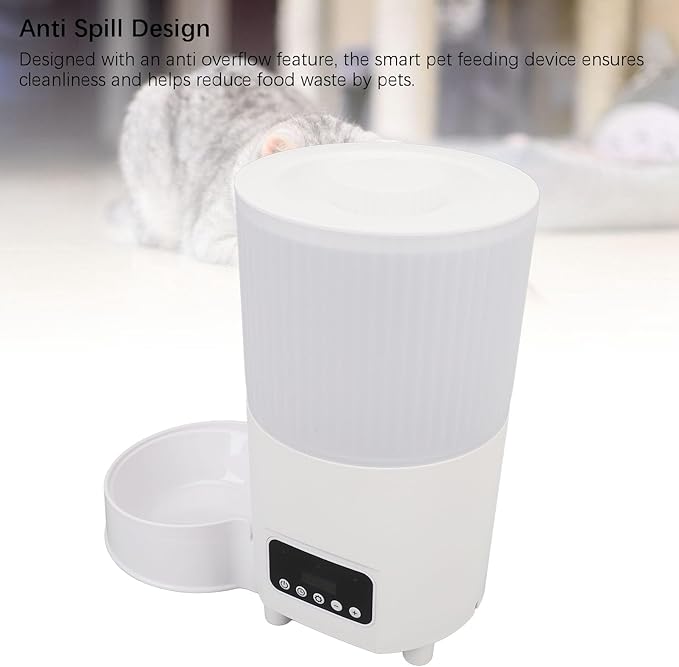 3L Large Capacity Automatic Cat Feeder with Remote Control Timer, Smart Pet Feeding Device, Eliminate Frequent Food Addition Designed for Cleanliness and Dietary Needs (White