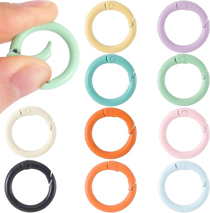 Spring O Rings,Round Spring Snap Keyring, Metal Carabiner Clips for Keychain Handbag Purse Dog