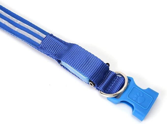 LED Dog Collar - USB Rechargeable for Night Safety(Neon Blue Color,Small Size)