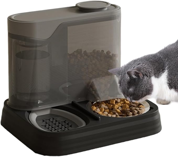 Portable Pet Feeding Station – Automatic Dog Feeder, Puppy Food and Water Bowl Dispenser | Travel Friendly Splash-Proof Container for Dogs, 2-in-1 Self Feeding System for Apartment or Vacation Homes