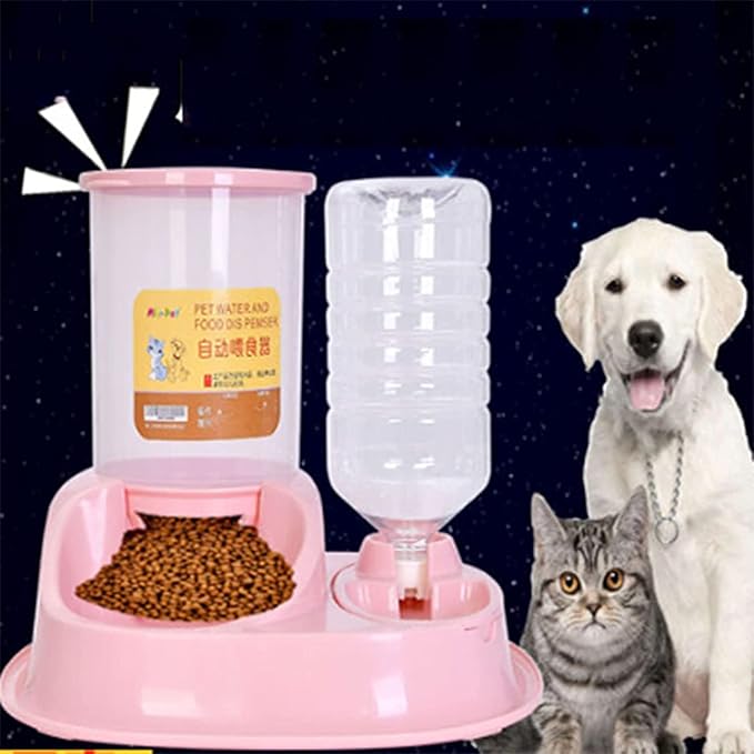 New 4L Large Capacity Dualuse Automatic Unplugged Gravity Pet Food Feeder And Water Dispensers Dog Food Bowl Cat Drinking For Supplies Pets Pet water dispenser (Blue)
