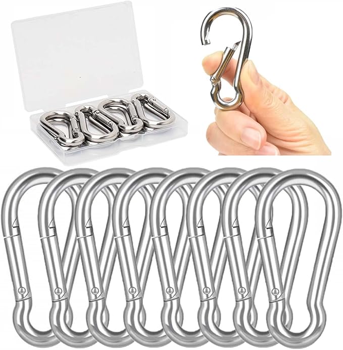 Large Spring Snap Hook Carabiner, 304 Stainless Steel Heavy Duty Carabiners Clip, Stainless Steel Spring Snaps Hooks Carabiners Outdoor