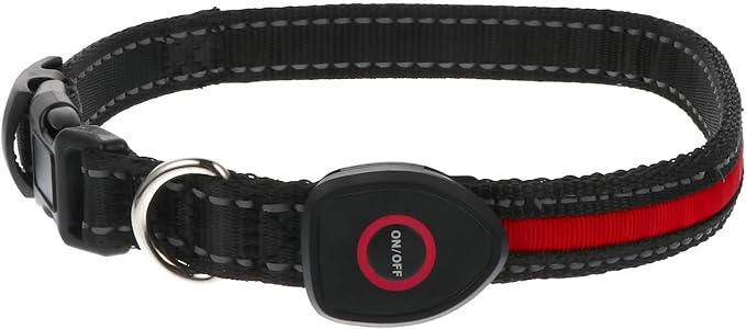 VALICLUD Rechargeable LED Pet Collar 50cm Red Luminous Dog Collar with USB Charging 3 Flashing Modes for Medium Dogs Like Small Breed Golden Retriever Bichon