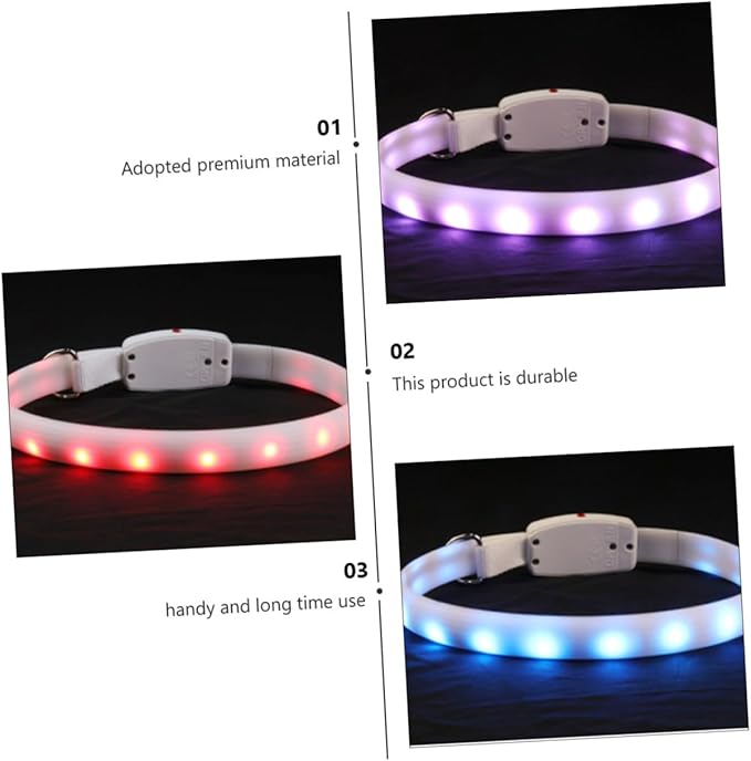 Cabilock LED Dog Collar USB Rechargeable Luminous Pet Collar Waterproof Safety Light for Night Walking Dogs White