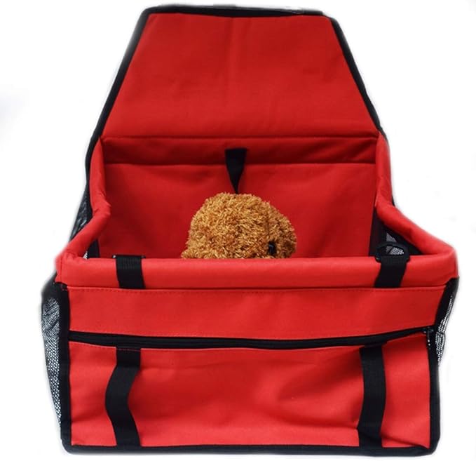 Portable Pet Booster Car Seat - for Cat and Dog Breathable Bag Safety Leash, Suitable for Small and Medium Pets (Color : Red)