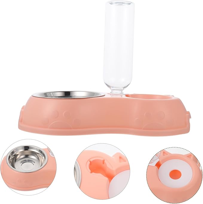 BESPORTBLE 1set Automatic Pet Feeder and Water Dispenser Dual Bowl and Cats Removable Transparent Bottle Use