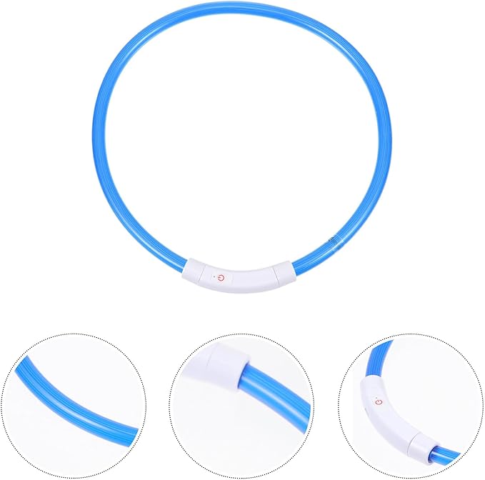 YARNOW USB Rechargeable 70cm Blue Fiber Optic Dog Collar LED Luminous Night Safety Collar for Pets