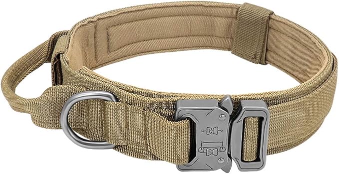 Military Tactical Dog Collar German Shepard Medium Large Dog Collars for Walking Training Duarable Dog Collar Control Handle Yellow XL