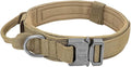 Military Tactical Dog Collar German Shepard Medium Large Dog Collars for Walking Training Duarable Dog Collar Control Handle Yellow M