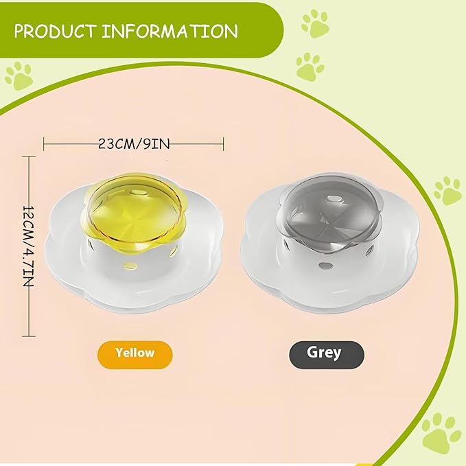 Interactive Pet Press-to-Feed Dispenser, White and Yellow, PET Material, 10.3 x 7.2 x 21.5 inches, Automatic Feeding Bowl with Stand, Indoor Dog Treat Feeder (Gray)