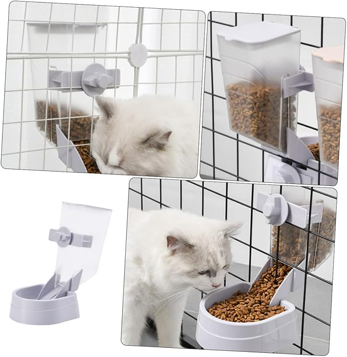 Totority 1pc Hanging Pet Food Feeder Automatic Dog Cat Bowl Gray Crate Bowl for Dry Food Fresh-Keeping Design to Prevent Spills for Convenient Pet Feeding
