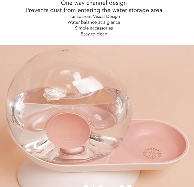 Pet Water Dispenser Bowl, Pet Water Dispenser Snail Shape Automatic Transparent 2.8L Large Capacity Drinking Fountain for Dogs Cats (Pink)
