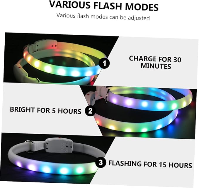 POPETPOP USB Rechargeable Led Dog Collar Night Pet Collar for Safe Walking Lightweight