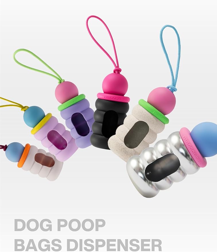 Dog Poop Bags with Dispenser, Leak Proof and Extra Thick Pet Waste Bags for Walking Dog and Cats Litter (Blue Fuzz-7 Rolls(105 Bags))