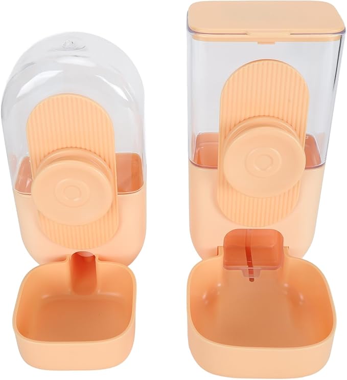 Waterer Set, Hanging Automatic Pet Water Dispenser Large Capacity Reusable Easy Clean for Rabbits for Kennel (Yellow)