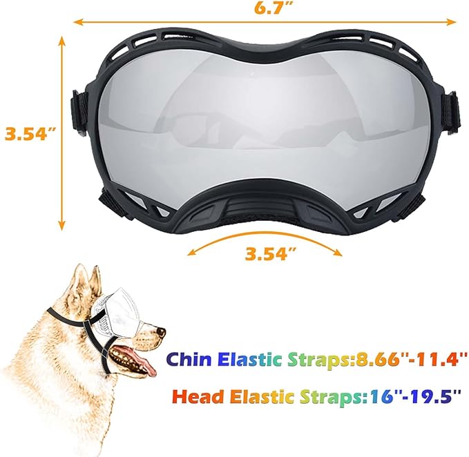 Dog Sunglasses,Doggles Anti-UV Protection,Pet Sunglasses with Adjustable Strap,Suitable for Motorcycle Car Driving Bike Riding Hiking Swimming Wind Dust Fog Dog Eye Protection