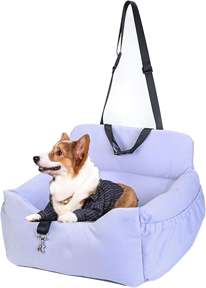 Dog Car Seat, Puppy Booster Seat for Small Medium Dogs Cats,Dog Travel Car Carrier Bed Car Safety Seats with Storage Pocket and Clip-On Safety Leash and Removable Washable Cover