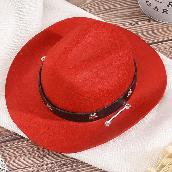 Dog Cowboy Hat and Bandana Scarf Dog Cat Sombrero Puppy Hat Dog Cat Costume Cosplay Cap Puppy Pet Dog Cat Holiday Pet Party Decoration (RED)