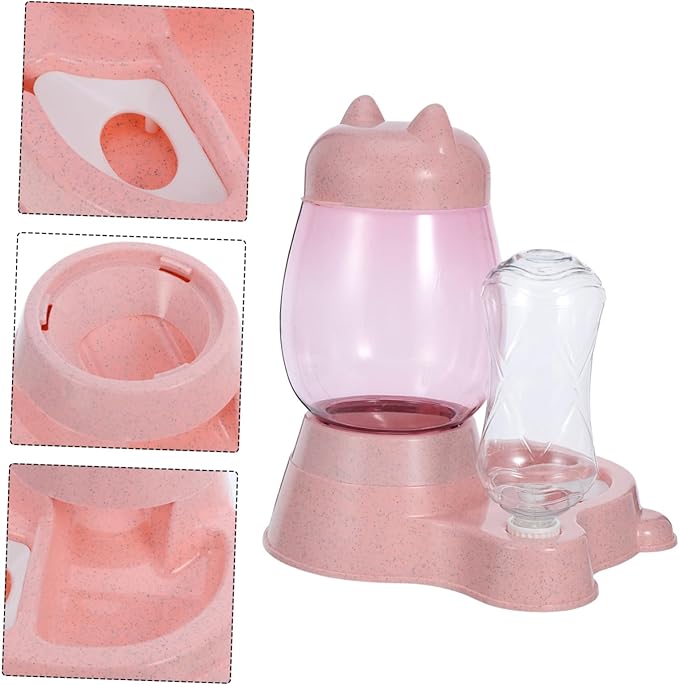 FRCOLOR Automatic Cat and Dog Water Feeder Cat Ear Design Convenient Pet Water Dispenser Capacity Smooth Surface Safe Material Pink