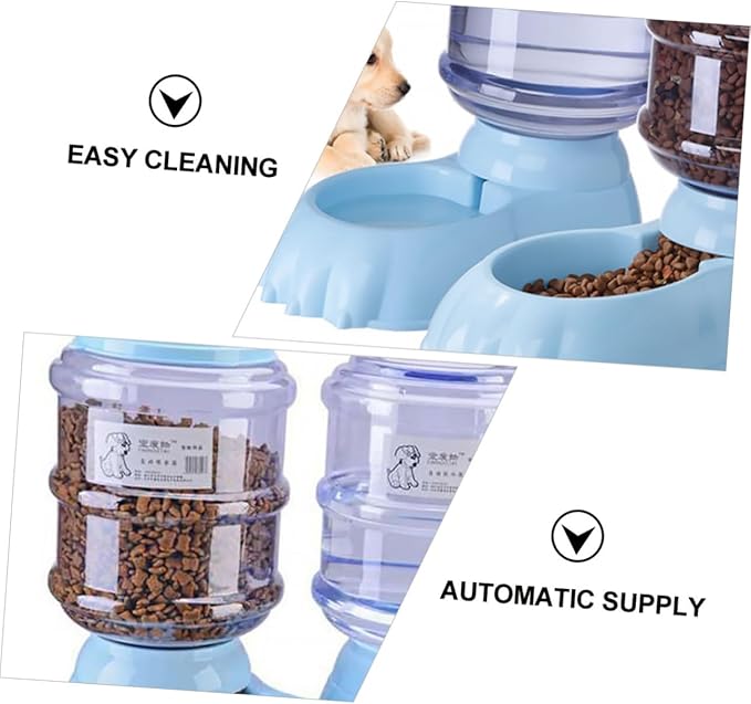 Milisten Dog Cat Automatic Feeder Portable Water Bottle Slow Feeding Bowl Non-Slip Base Cats Drinking Station