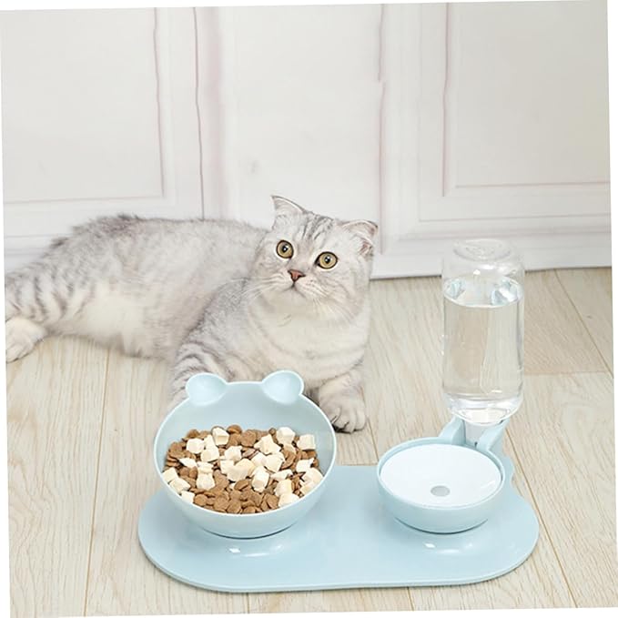 VANZACK 2pcs Pet Double Feeder Neck Automatic Feeding Bowl Non- Design for Food and Water Random Color Practical Pet Feeding Tool