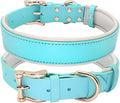 Dog Collar Leather Collares para Perro Big Dog Collars Solid Adjustable Padded Pet Puppy Collar for Small Medium Large Dog Blue