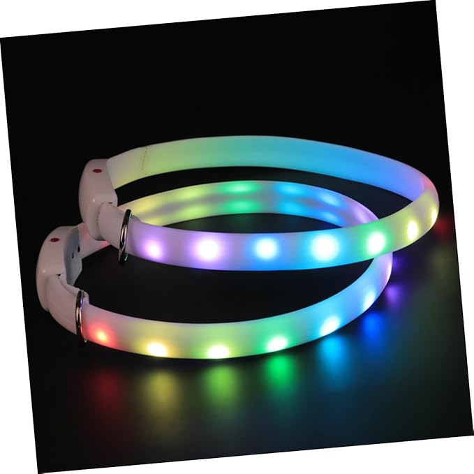 LED Dog Collar USB Rechargeable Waterproof Glowing Pet Collar White Light for Night Walking Safety